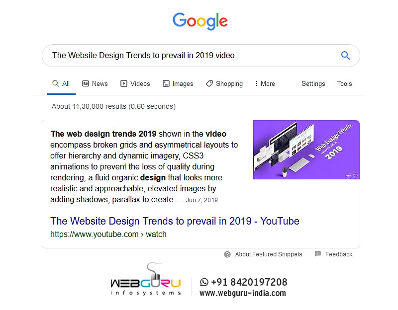YouTube Featured Snippet