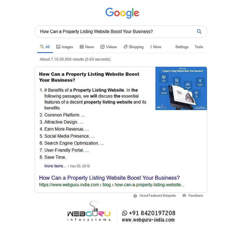 Numbered List Featured Snippet