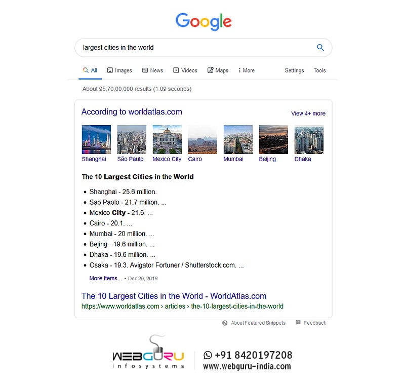 Table Featured Snippet