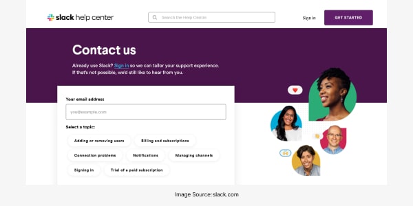 Slack - Contact Us Page